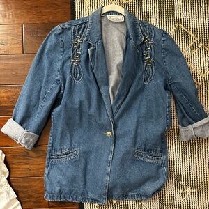 Saint German Paris Denim Blazer with Gold Detail